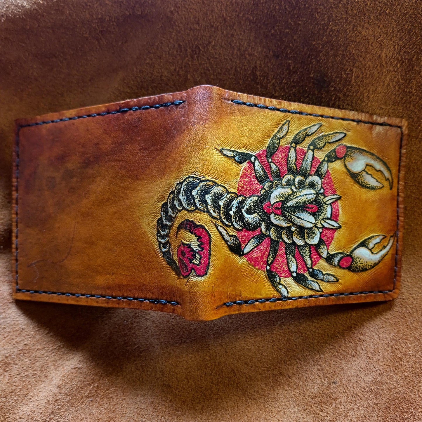 Scorpion tattoo leather wallet