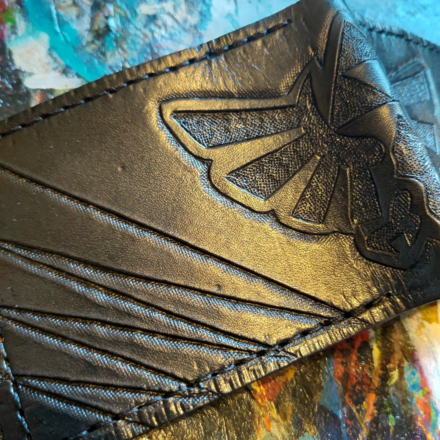 Hyrule deep carved leather wallet black - Handcrafted Legend of Zelda Wallet