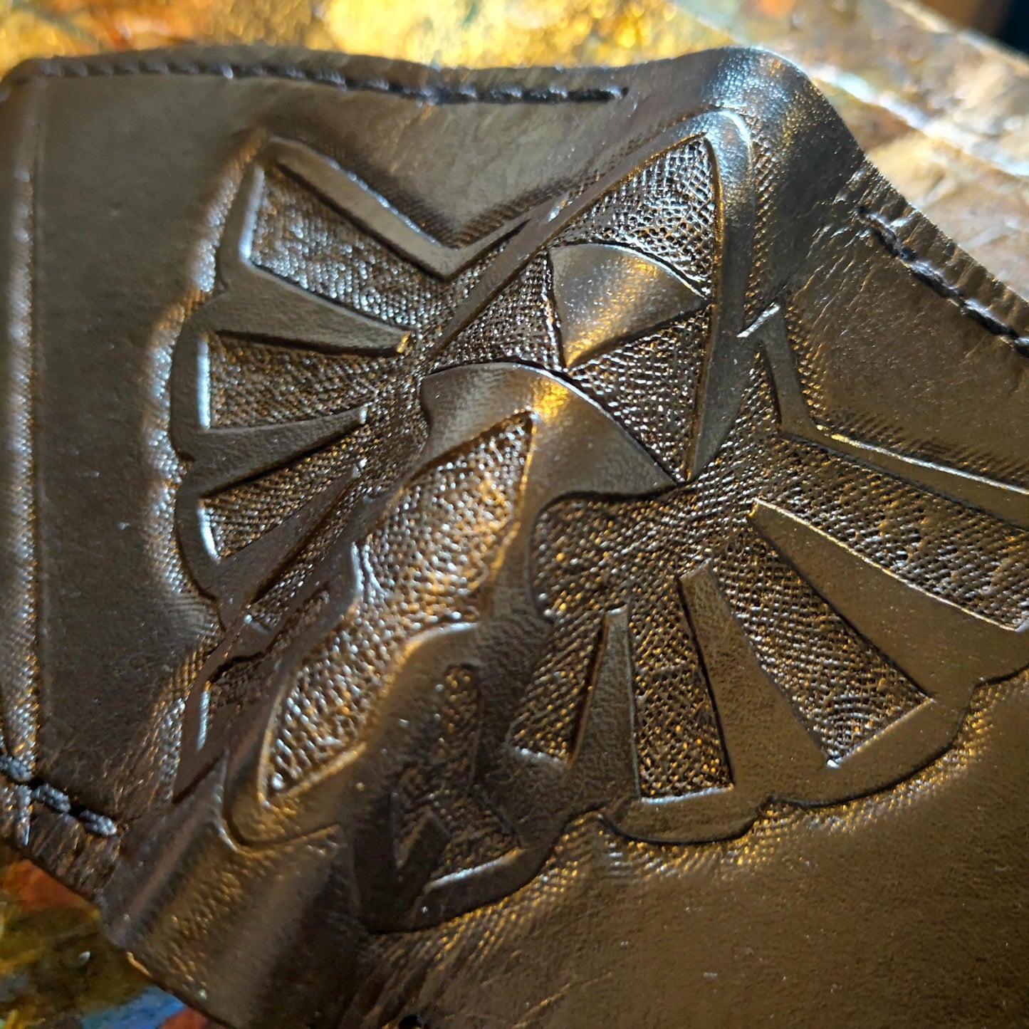 Hyrule deep carved leather wallet black - Handcrafted Legend of Zelda Wallet