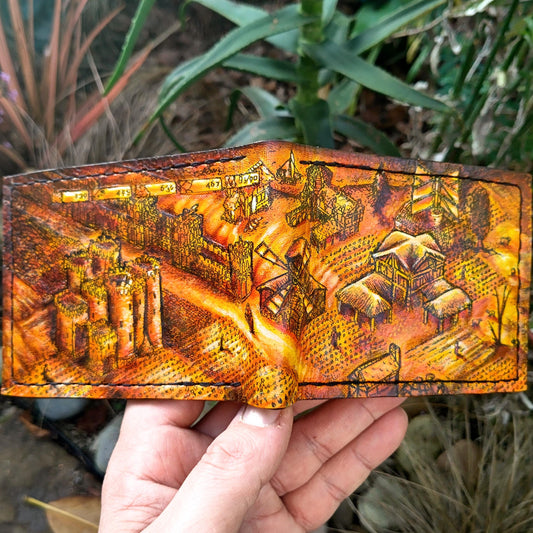 Age Of Empires leather wallet- brown version - Leather Bifold Wallet - Handcrafted Wallet - isometric