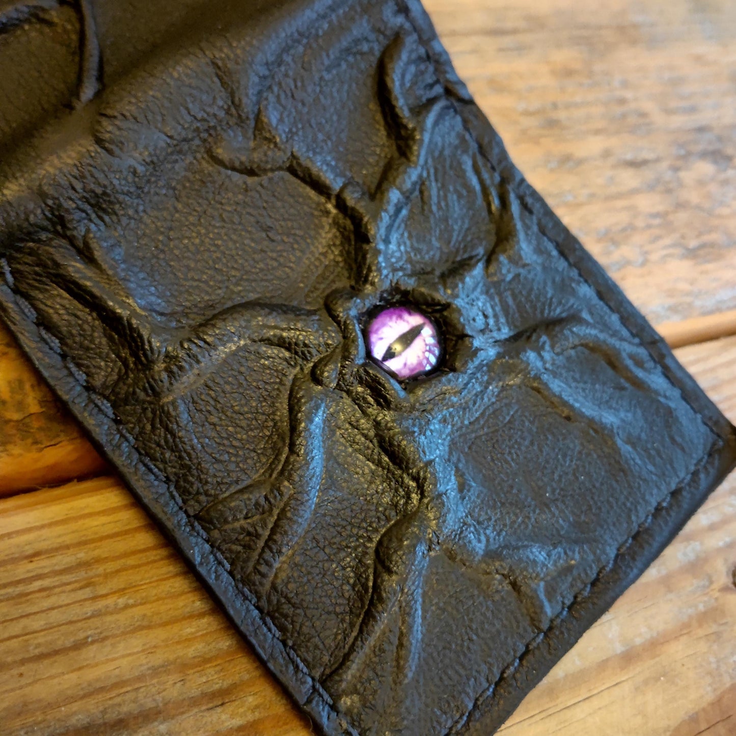 Purple Monster eye leather wallet - Necromonicon - demon eyes.