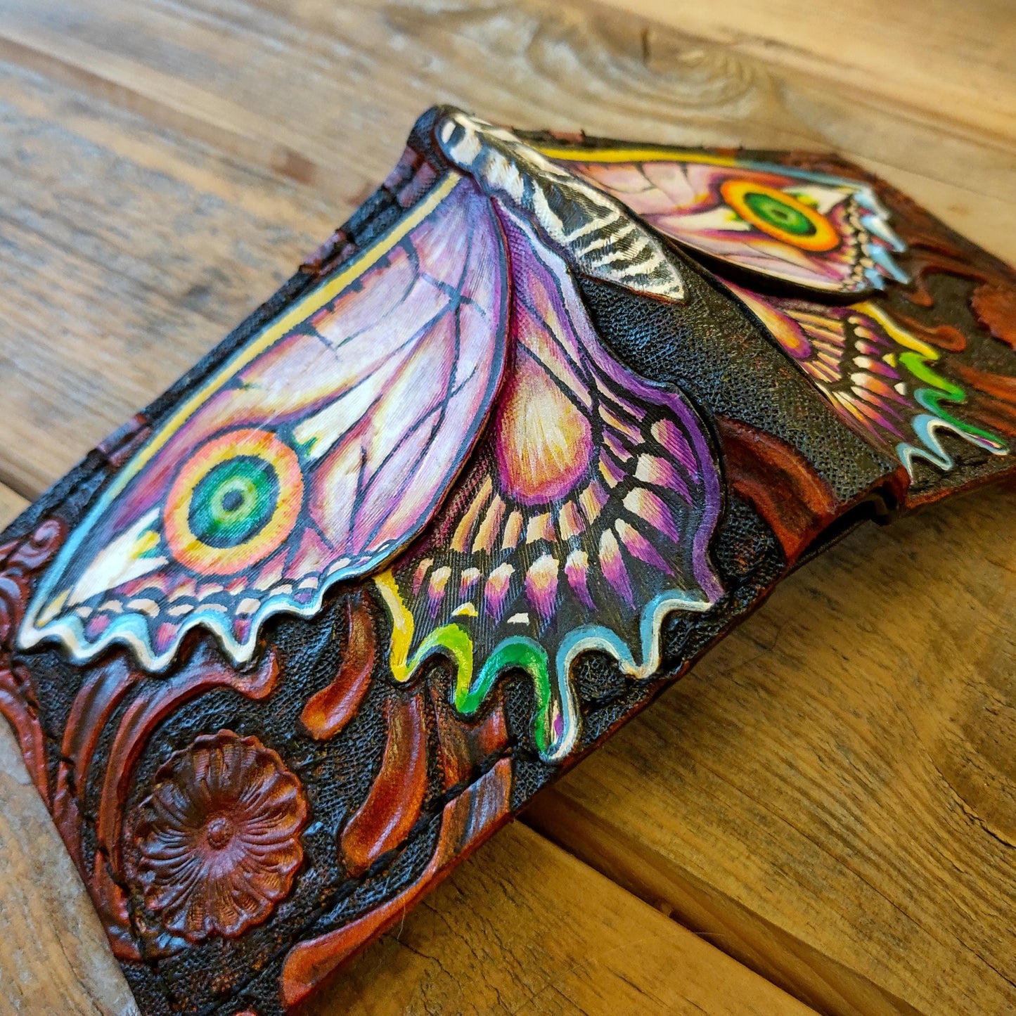 Majoras Ghost Butterfly - Mask leather wallet- Leather Bifold Wallet - Handcrafted Legend of Zelda Wallet - Link Wallet