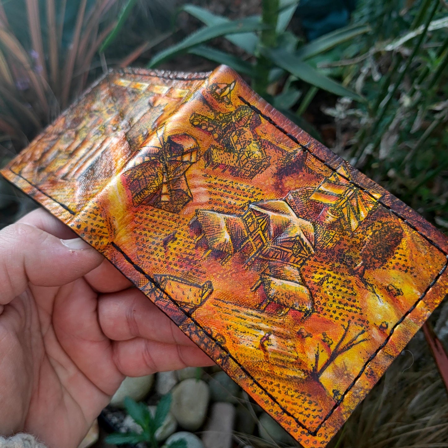 Age Of Empires leather wallet- brown version - Leather Bifold Wallet - Handcrafted Wallet - isometric