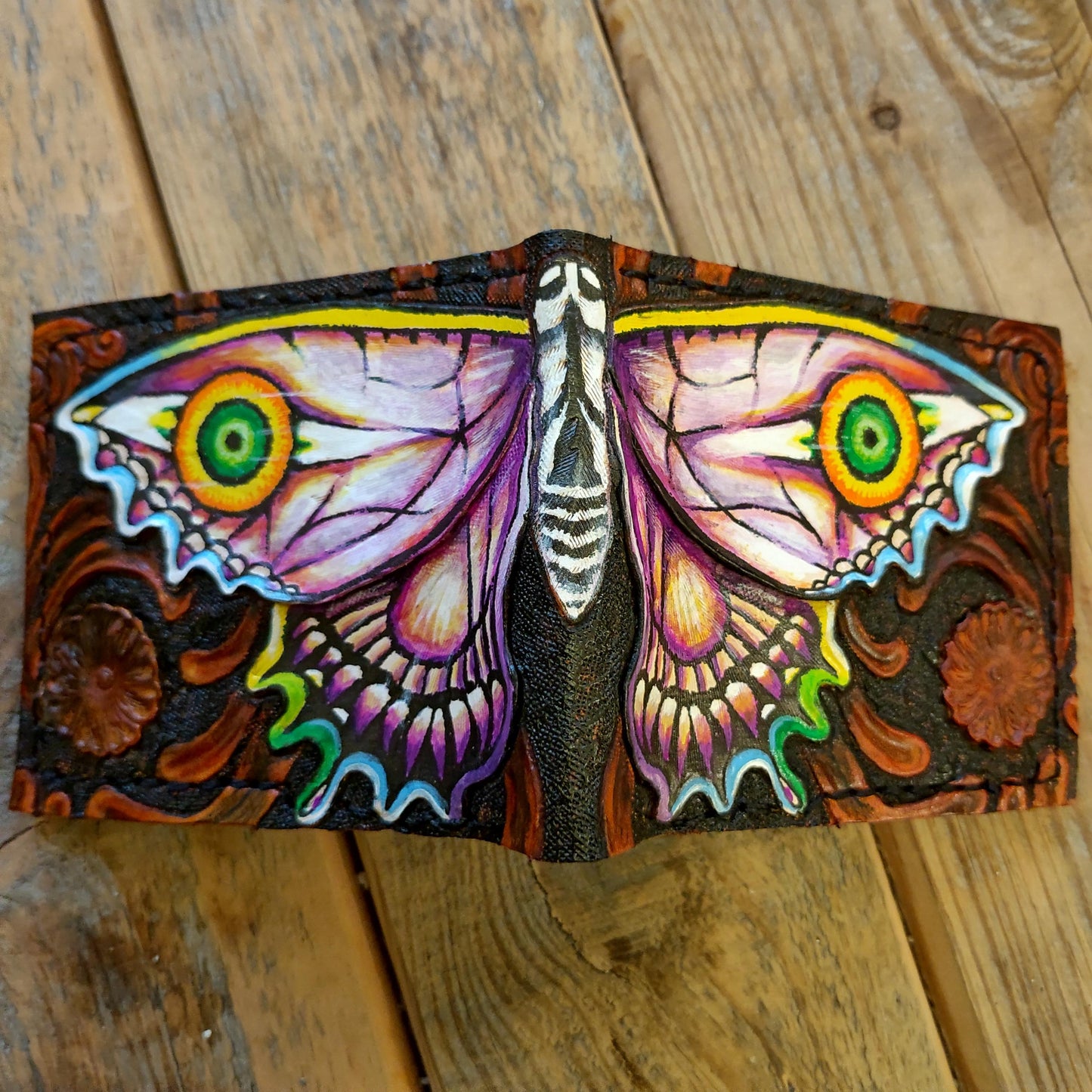 Majoras Ghost Butterfly - Mask leather wallet- Leather Bifold Wallet - Handcrafted Legend of Zelda Wallet - Link Wallet