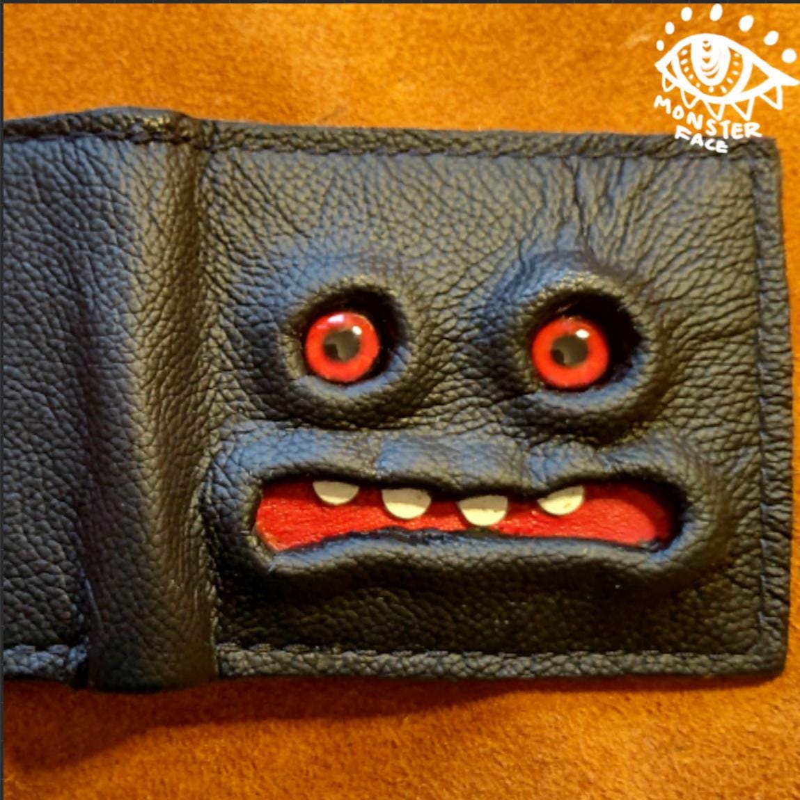 Enderman eyes - Mimic Shmuggle face - Necromonicon - Red eyes - Leather wallet.