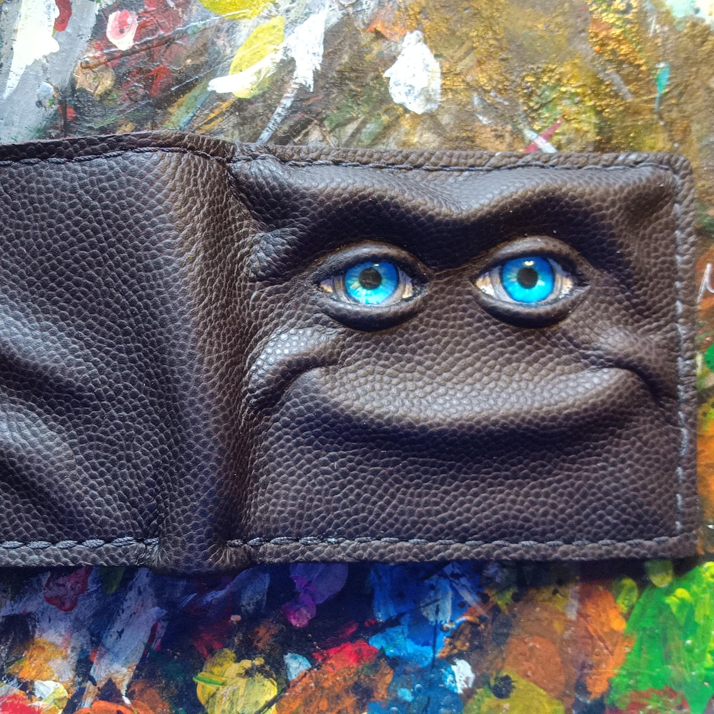 Blinky the Shmuggle leather wallet - Necromonicon - demon eyes -
