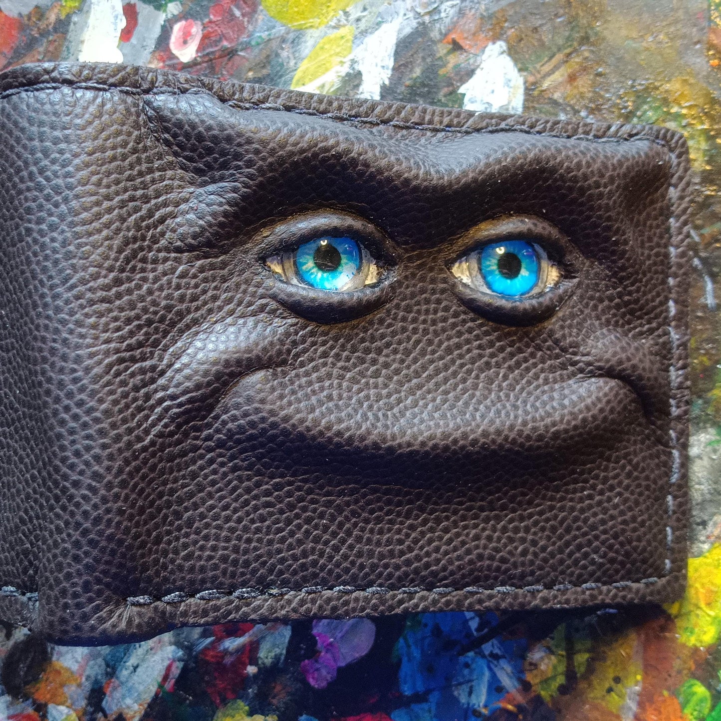 Blinky the Shmuggle leather wallet - Necromonicon - demon eyes -