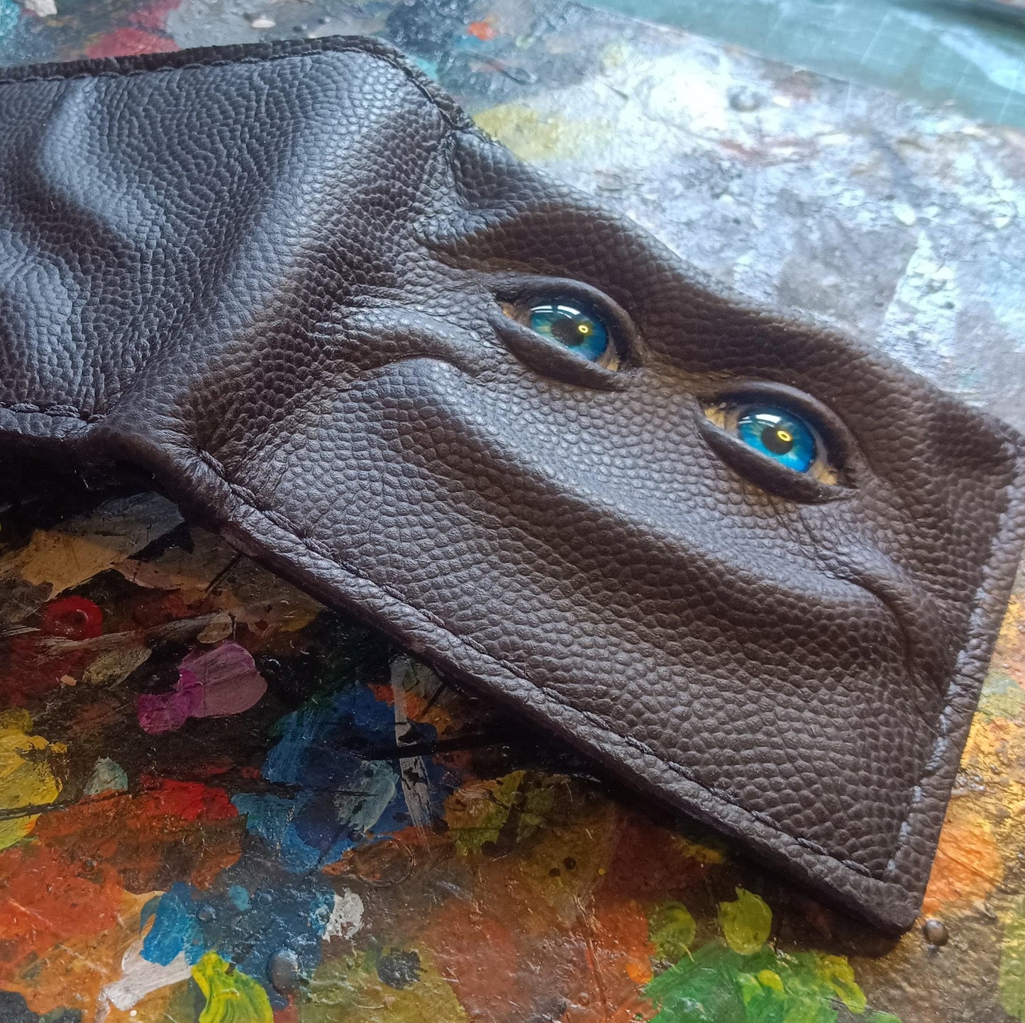 Blinky the Shmuggle leather wallet - Necromonicon - demon eyes -