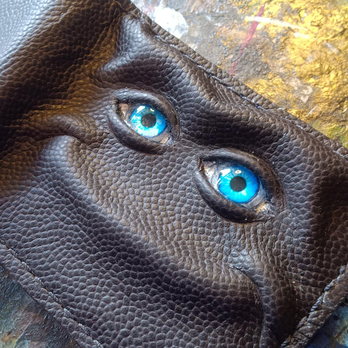 Blinky the Shmuggle leather wallet - Necromonicon - demon eyes -
