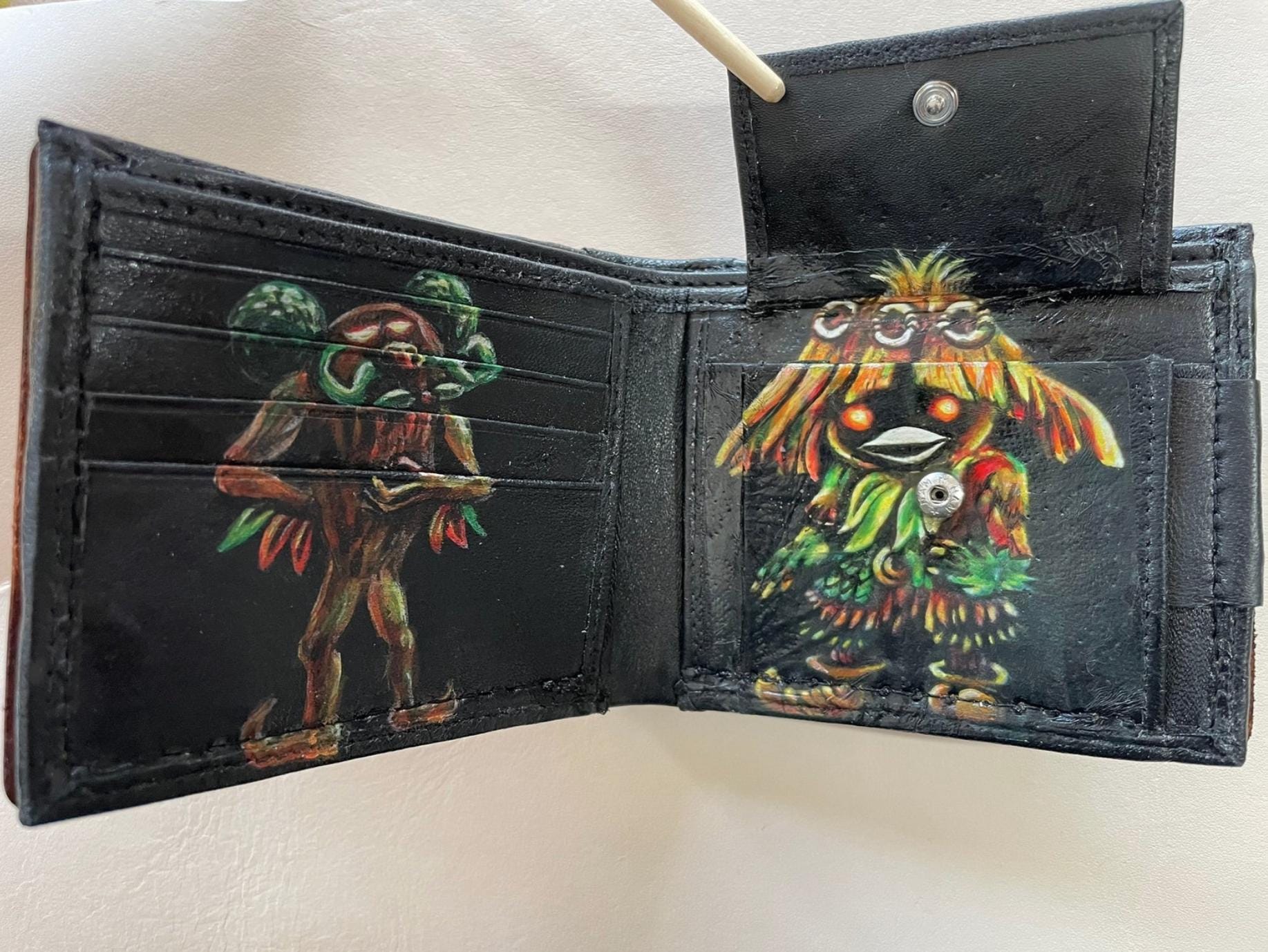 Revealing Skull Kid - Nocturne version - Majoras Mask leather wallet- - Leather Bifold Wallet - Handcrafted Legend of Zelda Wallet -
