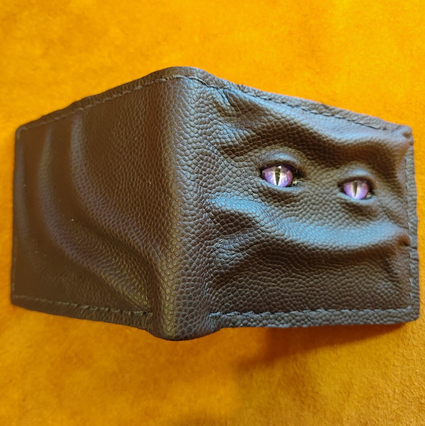 Purple eyes Schmuggle face leather wallet - Necromonicon - demon eyes - Leather wallet.