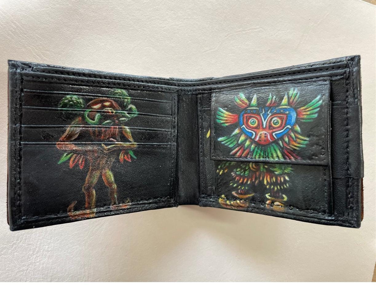 Revealing Skull Kid - Nocturne version - Majoras Mask leather wallet- - Leather Bifold Wallet - Handcrafted Legend of Zelda Wallet -