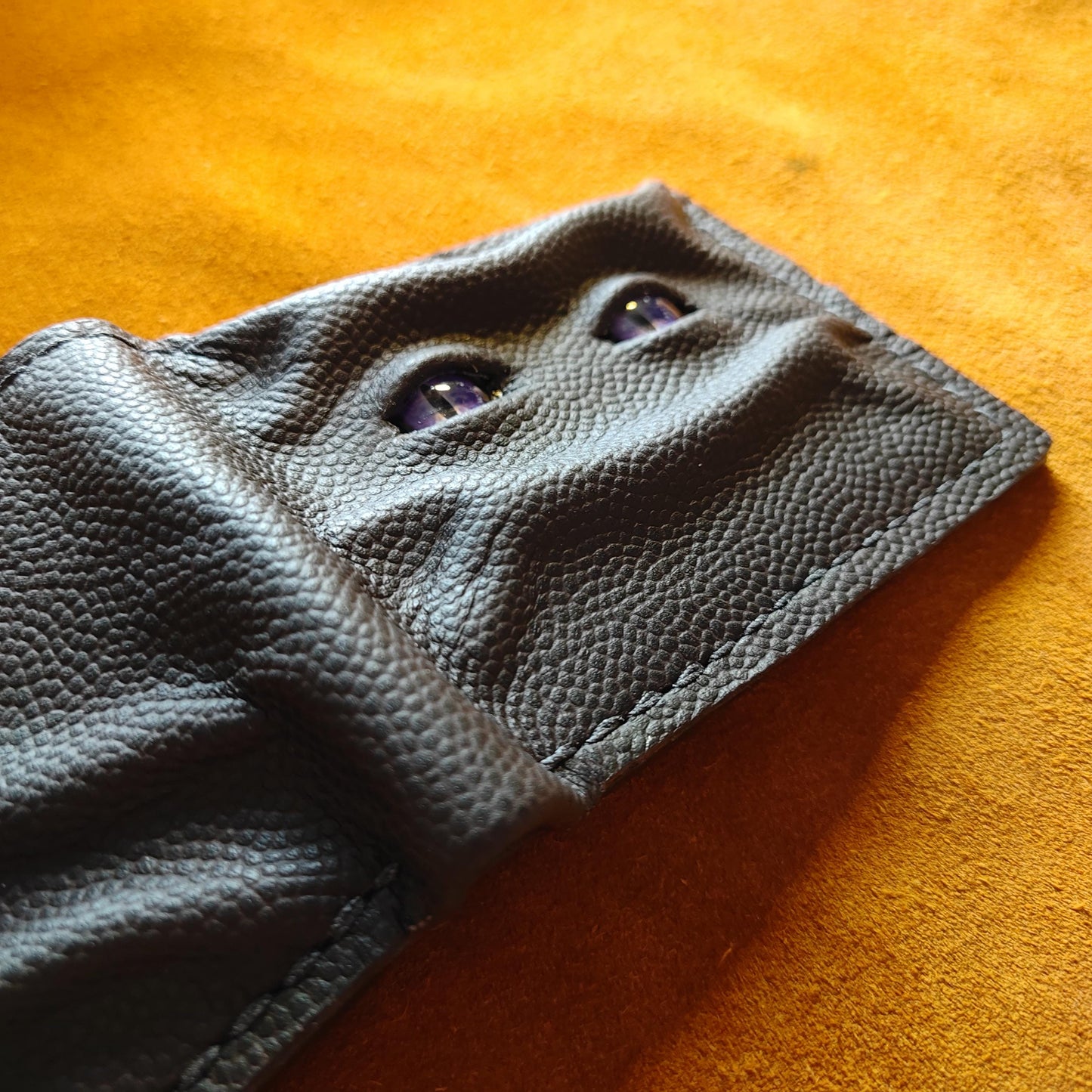 Purple eyes Schmuggle face leather wallet - Necromonicon - demon eyes - Leather wallet.