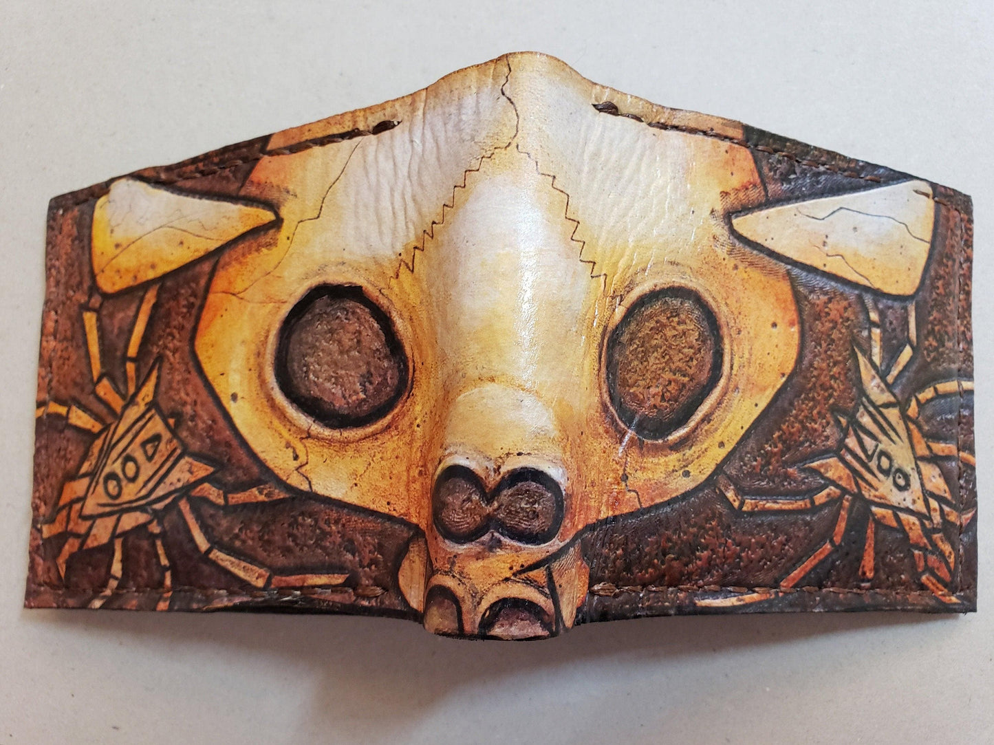 Gold Skulltula Skull Kid leather wallet- soft Leather Bifold Wallet - Geek Leather Gift - Handcrafted Legend of Zelda Wallet - Link Wallet