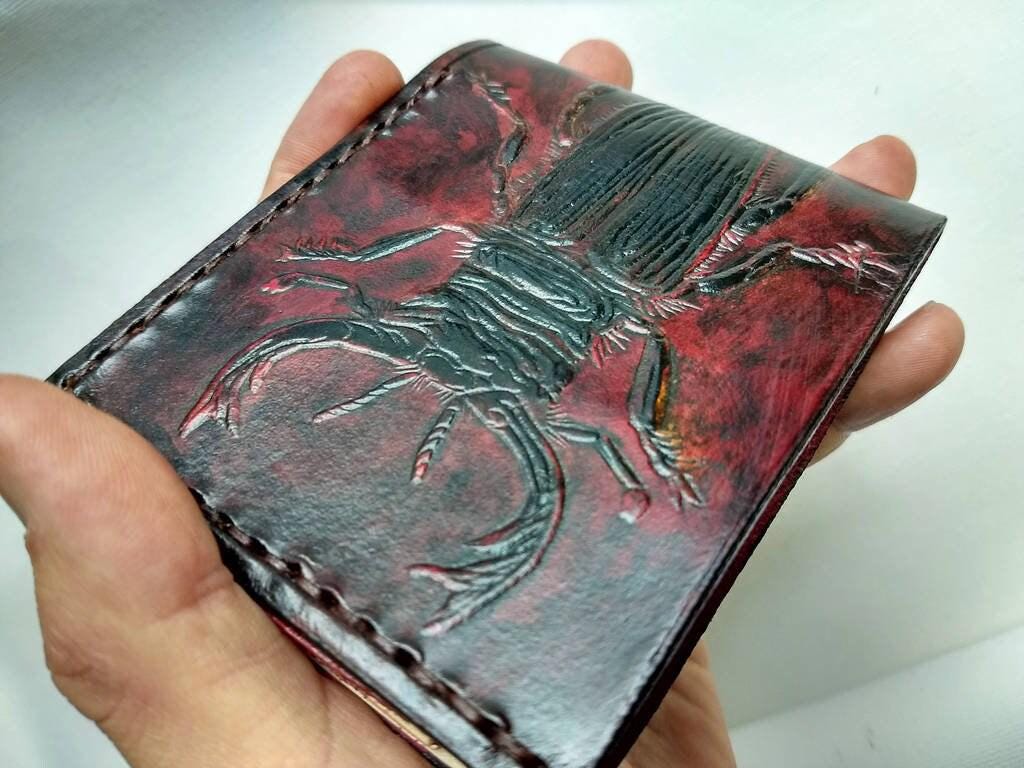 Stag Beetle leather wallet - formal - slim real leather wallet- executive Leather Bifold Wallet -
