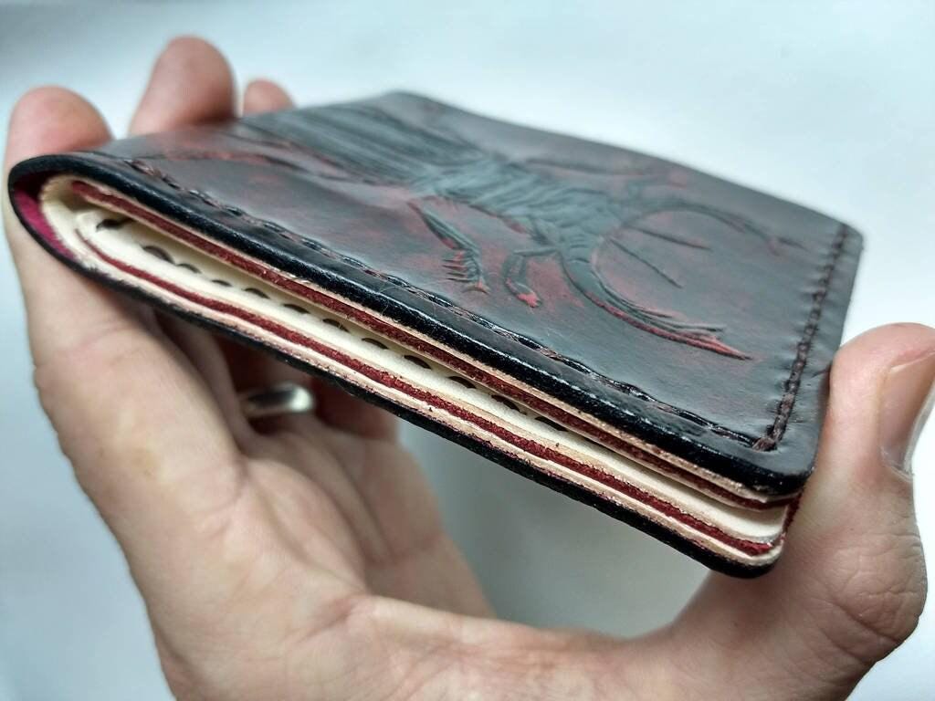 Stag Beetle leather wallet - formal - slim real leather wallet- executive Leather Bifold Wallet -
