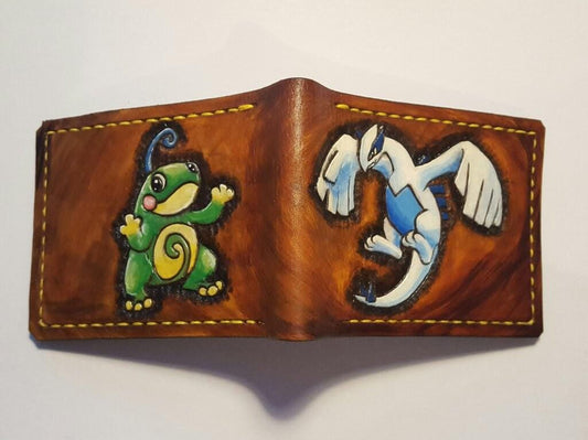 Politoede and Lugia - Leather Bifold Wallet - Handcrafted Wallet -