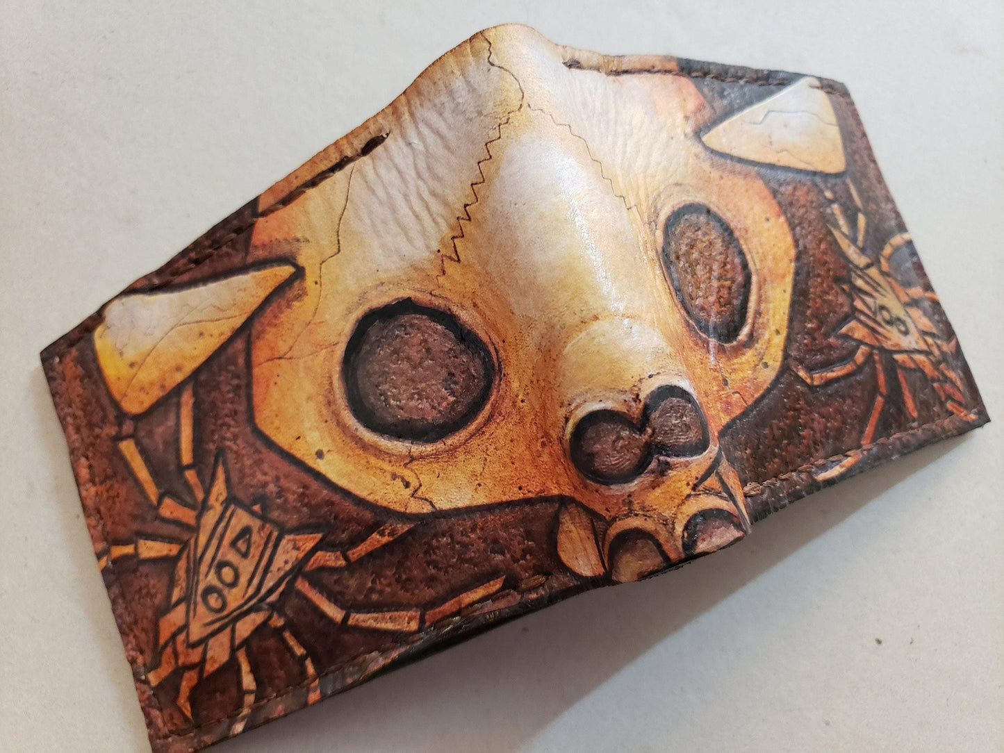 Gold Skulltula Skull Kid leather wallet- soft Leather Bifold Wallet - Geek Leather Gift - Handcrafted Legend of Zelda Wallet - Link Wallet