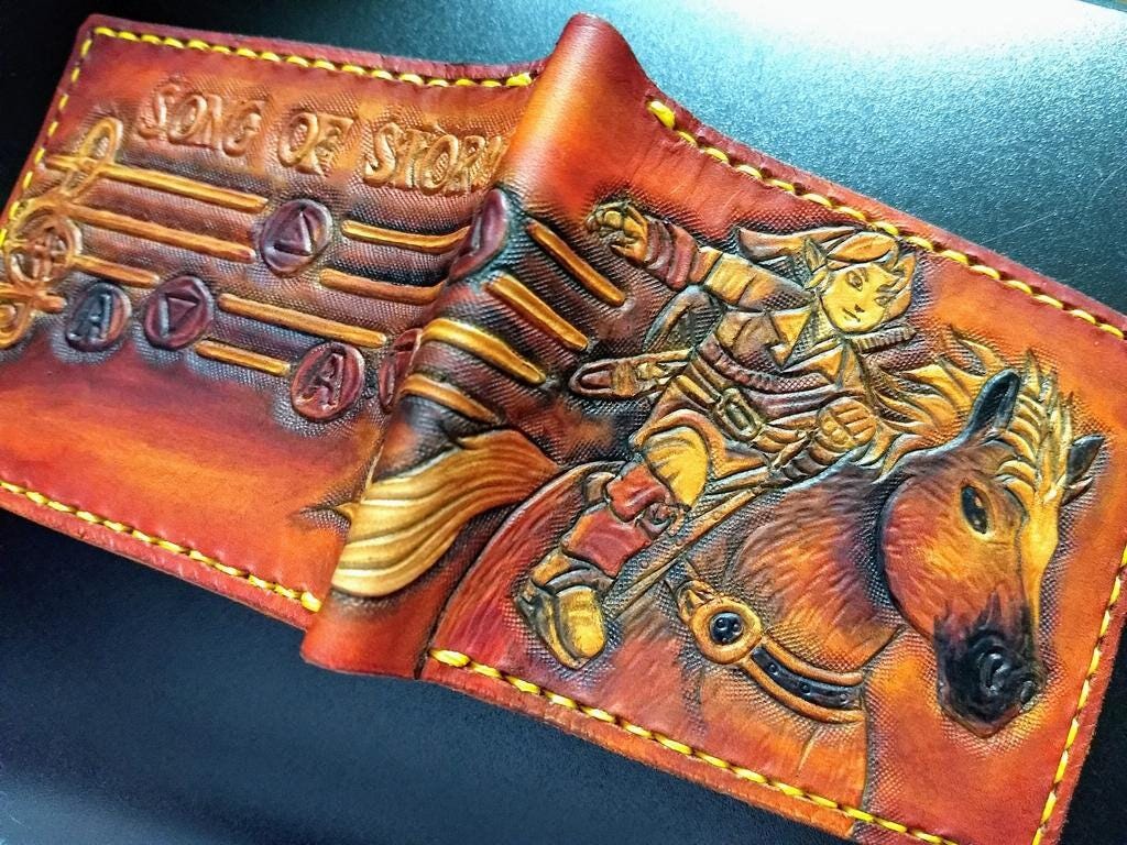 Song of Storms leather wallet- Brown Leather Bifold Wallet - Handcrafted Legend of Zelda Wallet - Link Wallet