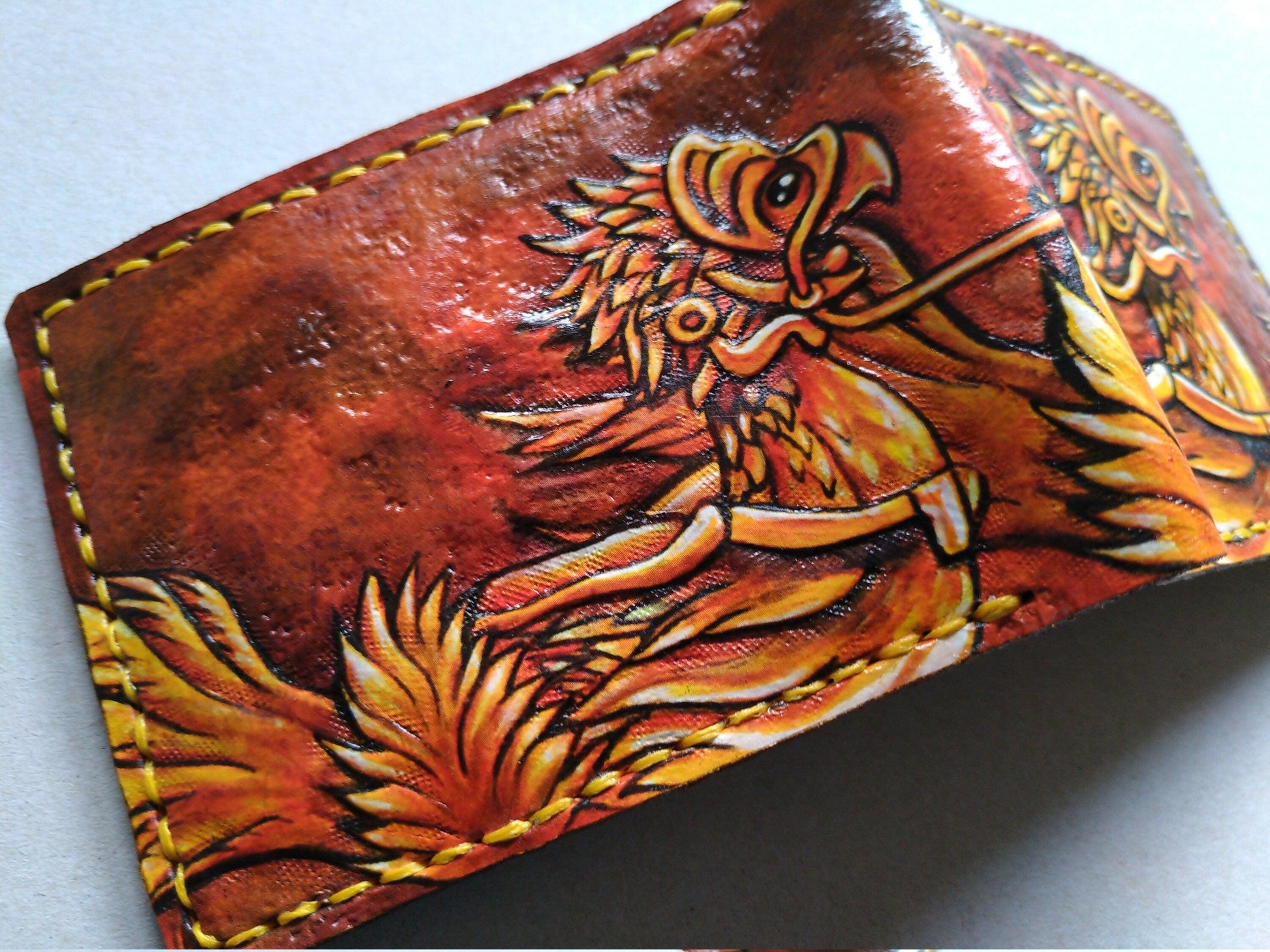 FF14 Sepia Chocobos and moogle Rider - Soft type Leather Bifold Wallet - Handcrafted Final Fantasy 14 inspired Wallet -