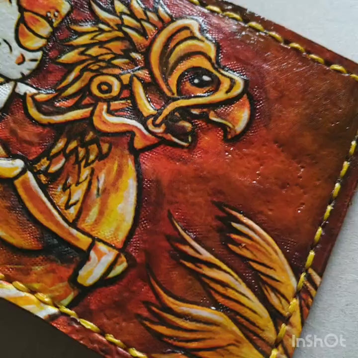 FF14 Sepia Chocobos and moogle Rider - Soft type Leather Bifold Wallet - Handcrafted Final Fantasy 14 inspired Wallet -
