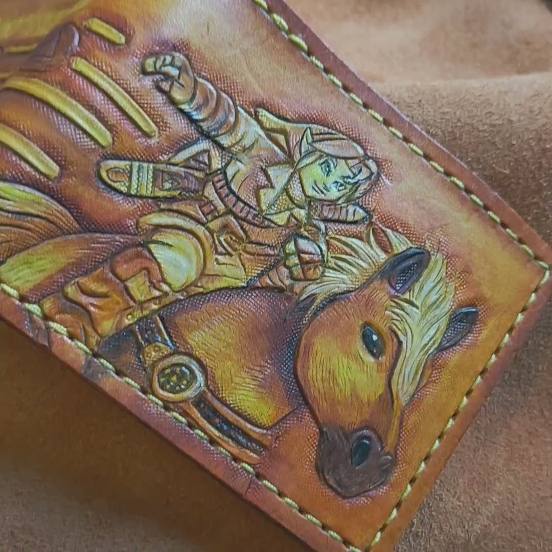 Song of Storms leather wallet- Brown Leather Bifold Wallet - Handcrafted Legend of Zelda Wallet - Link Wallet