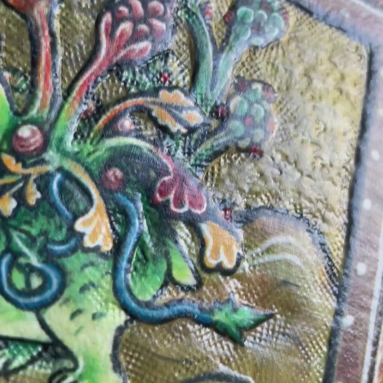 Medieval manuscript pokealchemy -3D textured surface - Hand stamped -Bulbasaur transmutations-evolutions  - Leather Wallet - Handcrafted