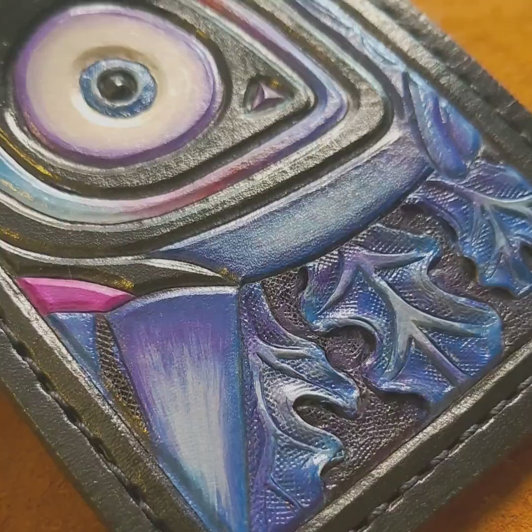 Revealing Skull Kid - Nocturne version - Majoras Mask leather wallet-  - Leather Bifold Wallet - Handcrafted Legend of Zelda Wallet -