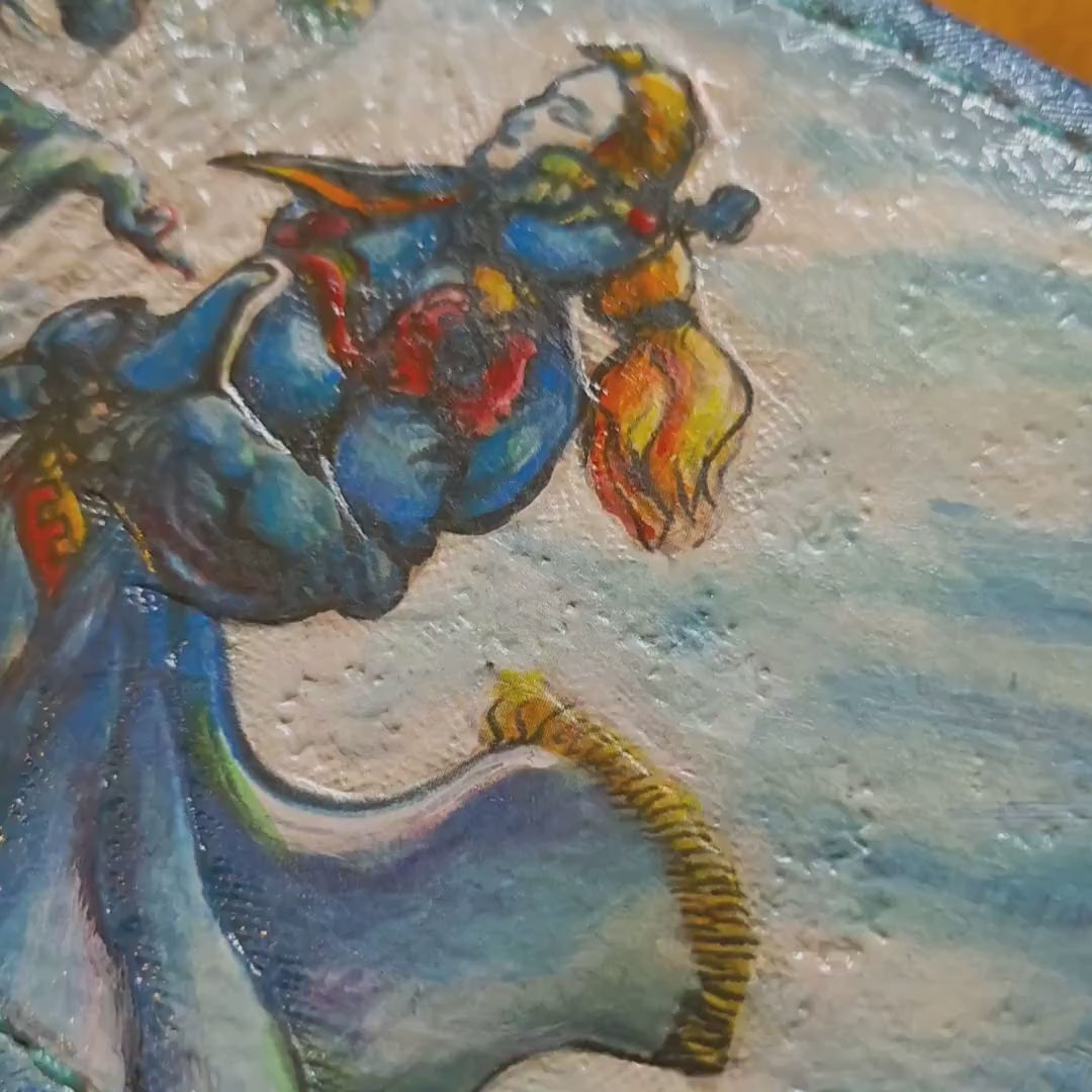 Edgar encounters God form Kefka - FF6 - Final Fantasy - Soft Leather Bifold Wallet - Handcrafted Final Fantasy inspired Wallet -