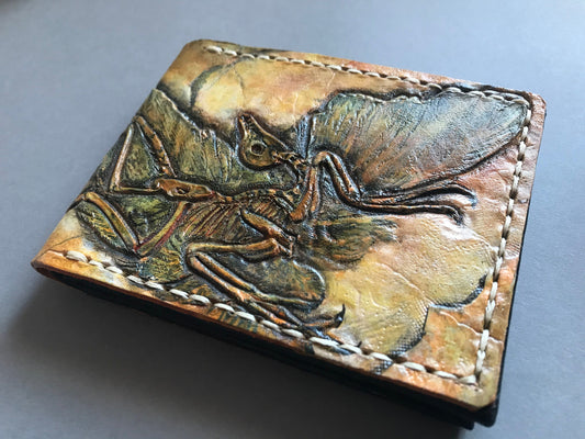 Archaeopteryx fossil Skeleton - Leather Bifold Wallet -