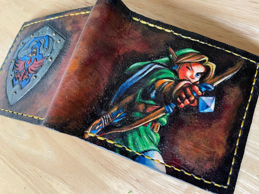 Archer Link leather wallet- Leather Bifold Wallet - Handcrafted Legend of Zelda Wallet - Link Wallet