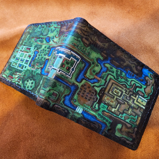 A Link to the past map wallet - leather wallet- Leather Bifold Wallet - Handcrafted Legend of Zelda Wallet - Link Wallet