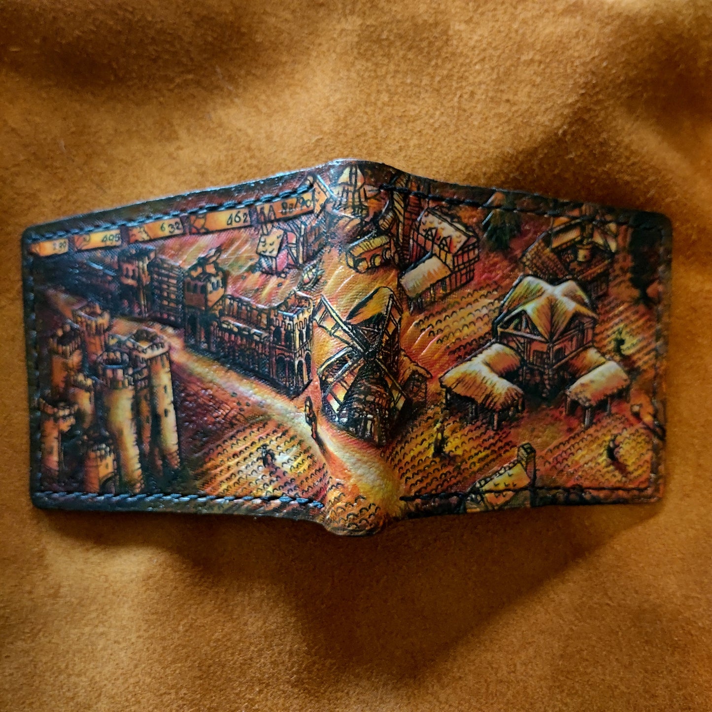 Age Of Empires  leather wallet- brown version - Leather Bifold Wallet - Handcrafted Wallet - isometric