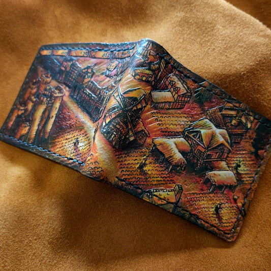 Age Of Empires  leather wallet- brown version - Leather Bifold Wallet - Handcrafted Wallet - isometric