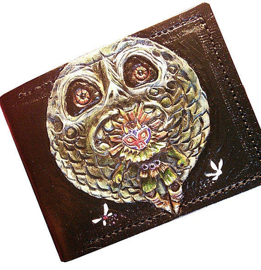 Skull Kid Moon leather wallet- Leather Bifold Wallet - Handcrafted Legend of Zelda Wallet - Link Wallet