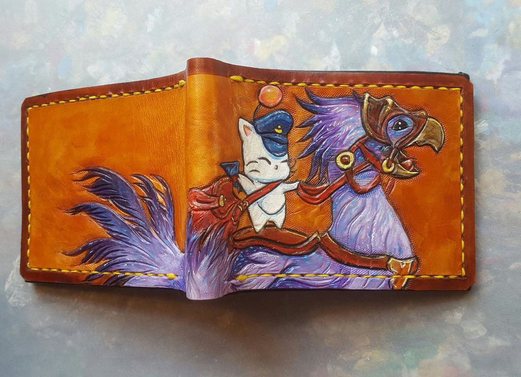 FF14 Chocobo Rider - Leather Bifold Wallet - Handcrafted Final Fantasy 14 inspired Wallet -