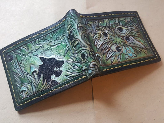GreenWolf Skull - Leather Bifold Wallet - Handcrafted Skull Wallet -