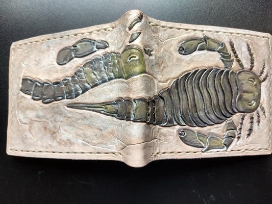Eurypterid Sea scorpion Fossil - Leather Bifold Wallet -