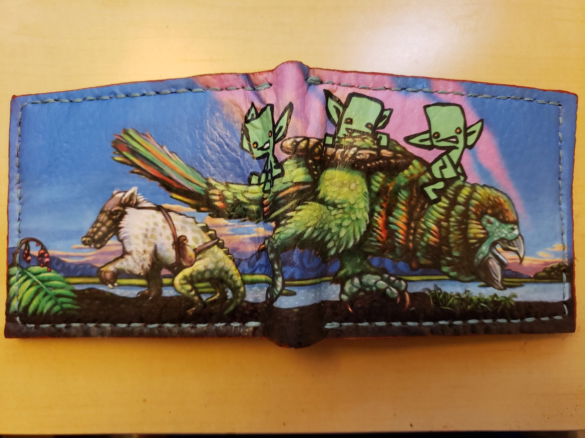 Goblin Beakdog riders - Soft Leather Bifold Wallet - Dwarf Fortress inspired Wallet -