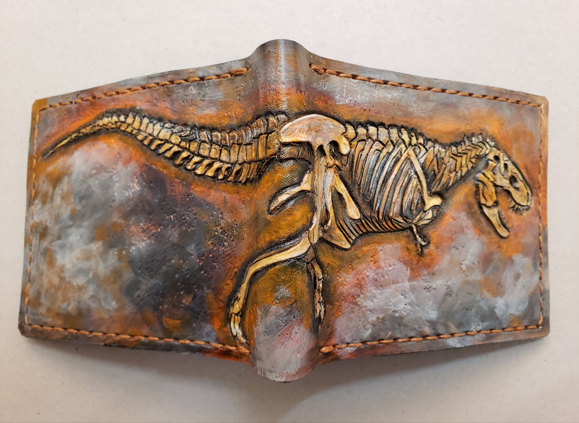 Tyrannosaurus Rex Skeleton - Leather Bifold Wallet -