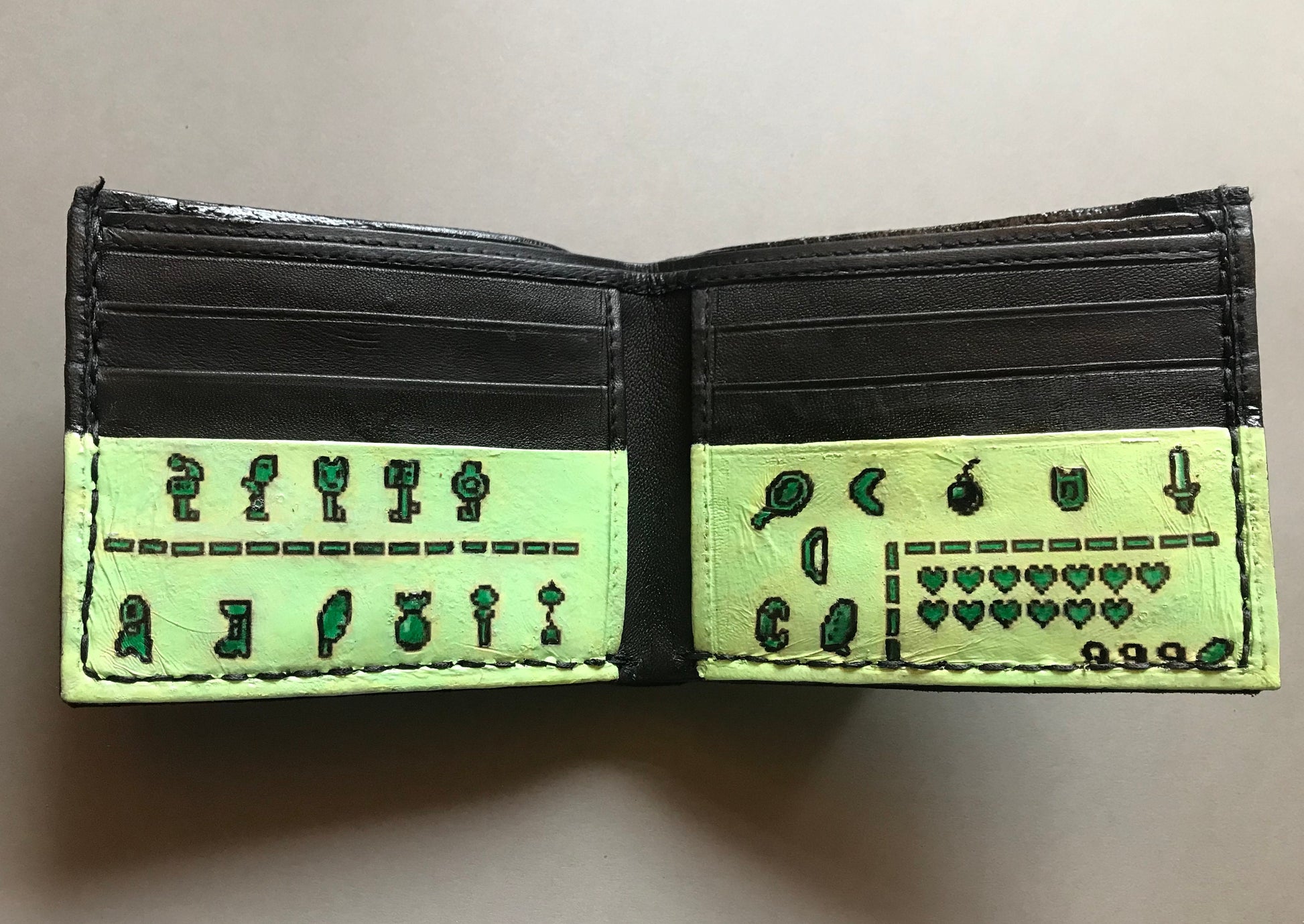 Wind Fish with awakening map and key items inside - Link's Awakenng - leather wallet- Leather Bifold Wallet - Legend of Zelda Wallet -