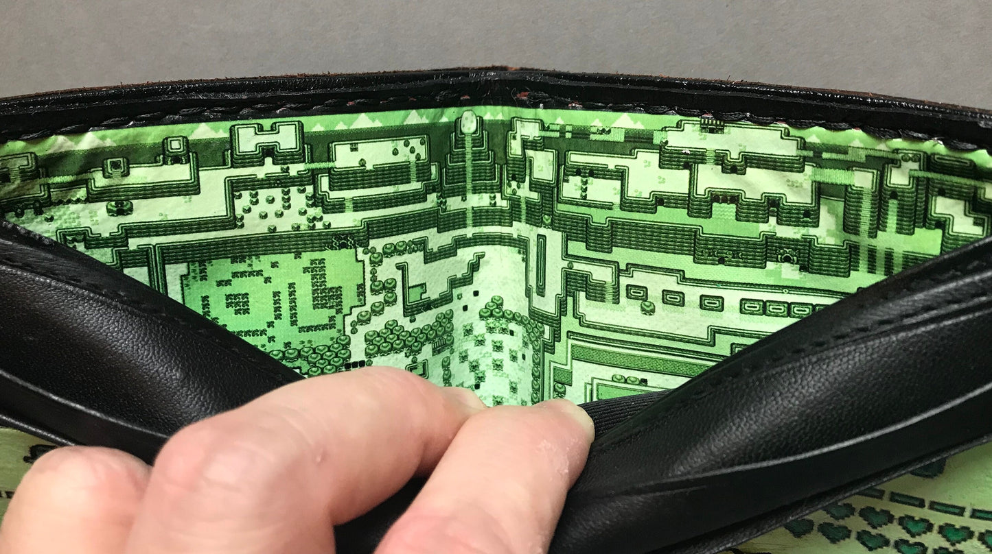 Wind Fish with awakening map and key items inside - Link's Awakenng - leather wallet- Leather Bifold Wallet - Legend of Zelda Wallet -
