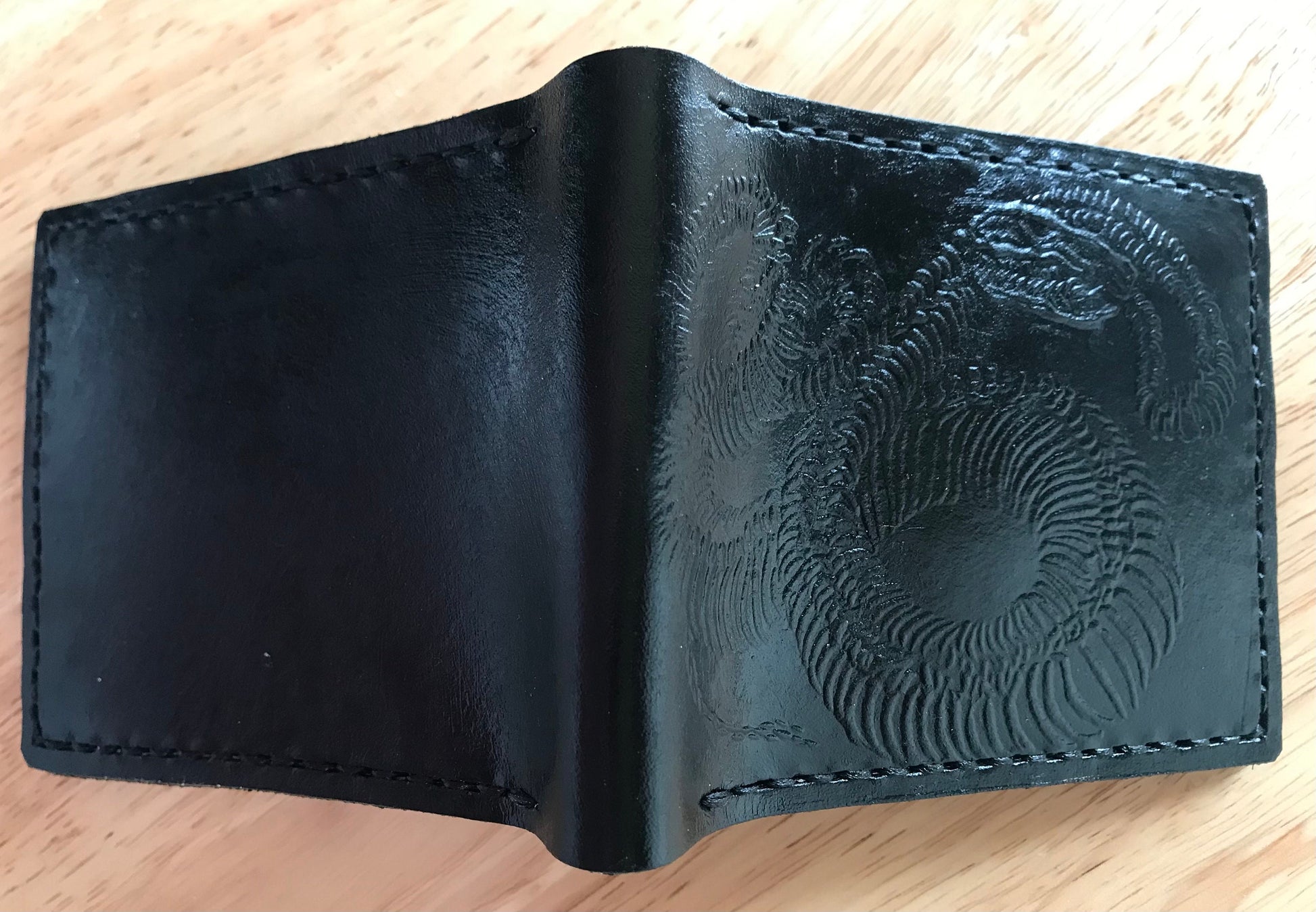 Rattlesnake skeleton black Leather Bifold Wallet