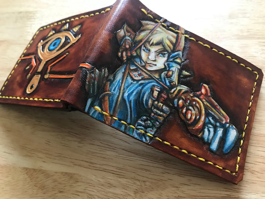 Breath of the Wild leather wallet- Leather Bifold Wallet - Handcrafted Legend of Zelda Wallet - Link Wallet