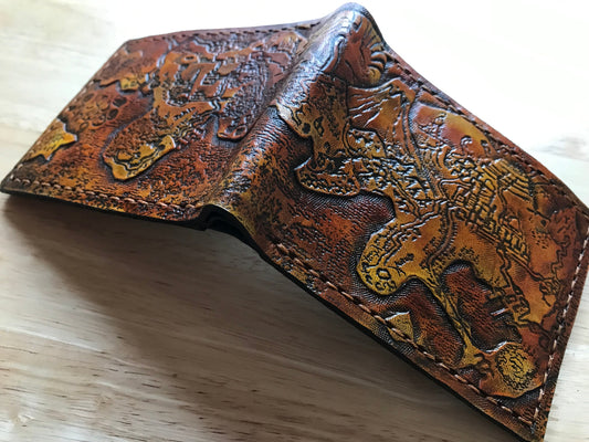 Map of Kanto and Johoto - Leather Bifold Wallet - Handcrafted Wallet -