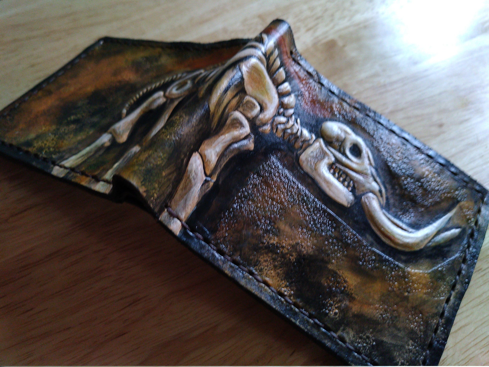 Mastodon Skeleton - Leather Bifold Wallet -