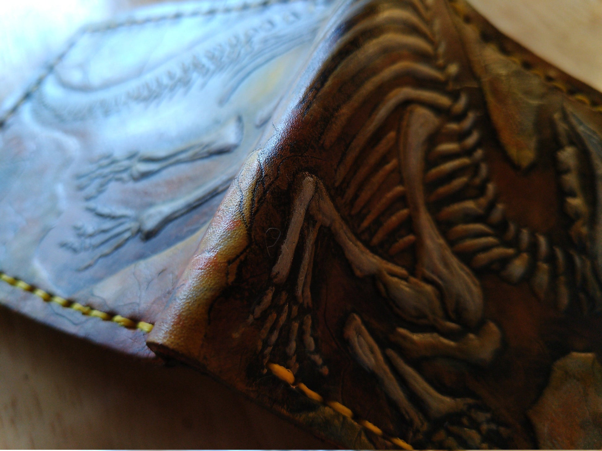 Ceratopsian Fossil - Leather Bifold Wallet - you choose the same as the listing photo or mettalic gold, brown or black for the fossil -