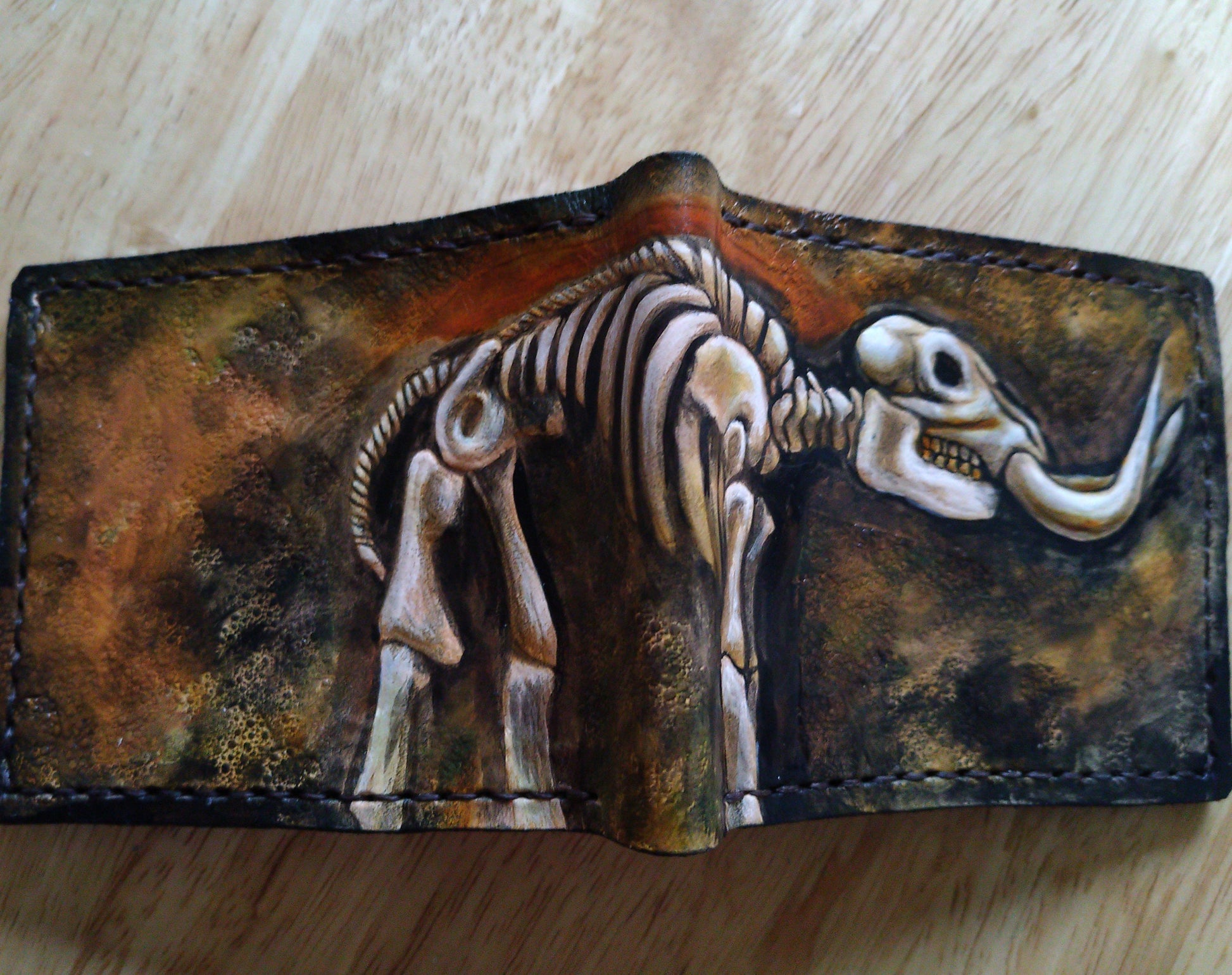 Mastodon Skeleton - Leather Bifold Wallet -