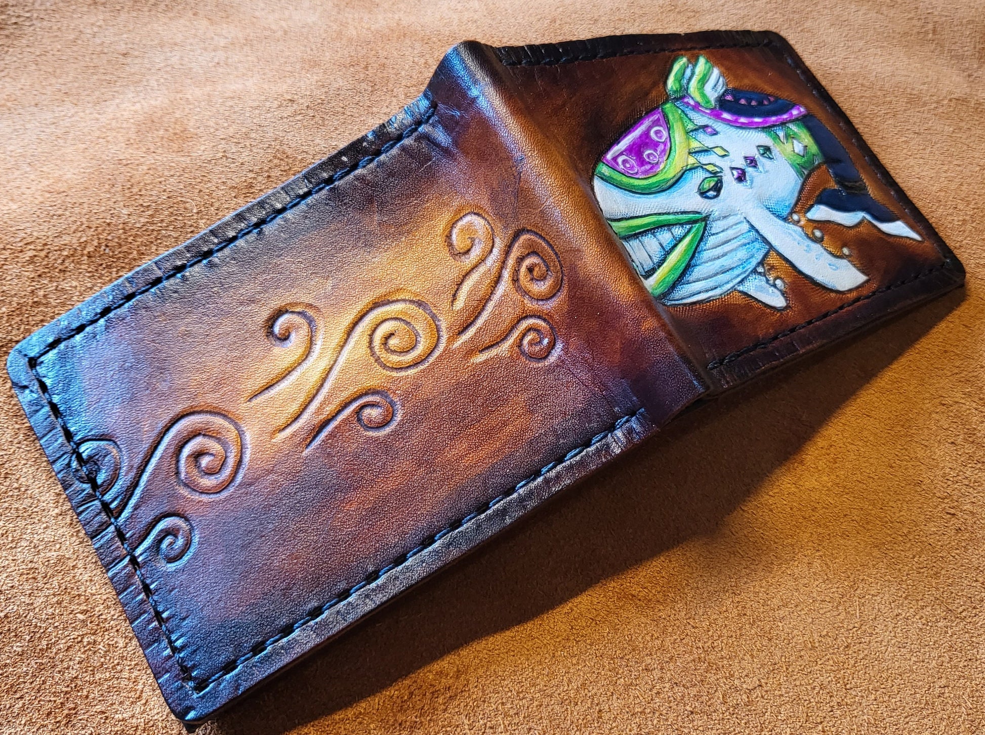 Wind Fish - Link's Awakenng - leather wallet- Leather Bifold Wallet - Handcrafted Legend of Zelda Wallet - Link Wallet