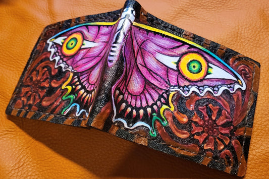 Majoras Ghost Butterfly - Mask leather soft wallet- Leather Bifold Wallet - Handcrafted Legend of Zelda Wallet - Link Wallet